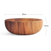 Vente en gros OEM/ODM – Ensemble de bols ronds en bois d'acacia massif avec logo personnalisé, pour aliments, fruits et salades