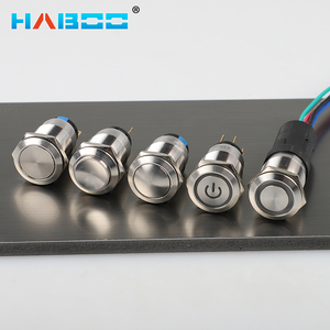 Haboo 19mm Kim Loại chuyển đổi quyền lực đẩy nút đánh lửa cho xe đèn <span class=keywords><strong>LED</strong></span> không thấm nước chốt tự thiết lập lại với ổ cắm Đầu phẳng 12V - Product Image 3