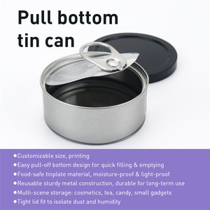 Herb <b>Pull</b> Bottom Tin Can Round Metal Storage Container Customizable Printing Moisture Proof <b>Light</b> Proof - Product Image 4