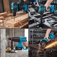 Ensemble d'outils électriques sans fil AOTUO avec batterie au lithium rechargeable, moteur sans balais 18V/20V OEM, comprenant une perceuse électrique et une meuleuse d'angle