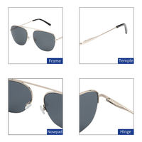 Aviation luxe métal Double pont pilote lunettes de soleil polarisées UV400 Protection lunettes de soleil pour hommes mâle