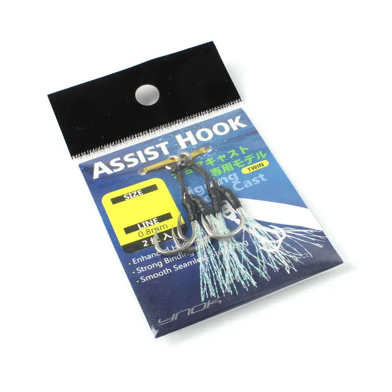 Wholesale 2pc/bag UV laser painted Jigging Assist Hook fishing Double Assist Jig Fishing Hooks Butterfly Hooks