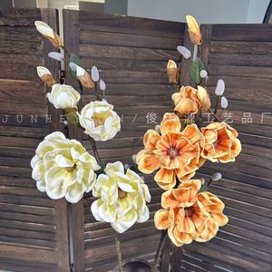 Fleur de Magnolia Artificielle 3D Junheyuan, 4 Têtes, Grande et Réaliste, pour Décoration de Mariage, Décoration de la Maison, Arrangement au Sol - Product Image 3