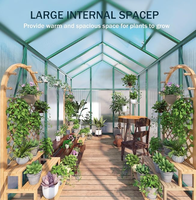 Serre de jardin moderne 6x10 pieds en polycarbonate avec toit en aluminium écologique thermolaqué et porte verrouillable pour la croissance des plantes en extérieur