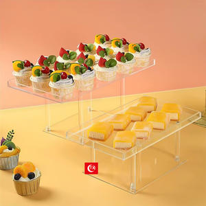 MayoresTransparent <span class=keywords><strong>Square</strong></span> Acrylic Postre <span class=keywords><strong>Cake</strong></span> <span class=keywords><strong>Stand</strong></span> PC Plastic Self-Service Cupcake Tray para Fruit Display INS - Product Image 2
