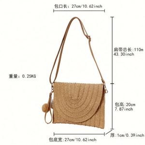 Single Shoulder Straw Tote Beach Handbag New Popular Hand Woven Summer Holiday Travel Accessory - Product Image 4