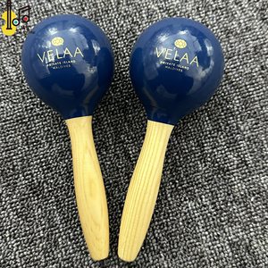 <span class=keywords><strong>Maracas</strong></span> en bois, instrument de percussion musical d'église, avec logo imprimé sur la tête peinte en bleu, bruit de grelot, <span class=keywords><strong>prix</strong></span> - Product Image 3