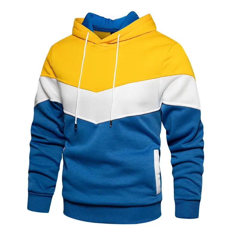 Custom Men's Fashion patchwork hoodie Men's Autumn Winter Casual Sports Hoodie Sportswear