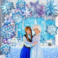 Ensemble de 13 ballons en aluminium motif flocon de neige bleu, design étoile de neige, pour Noël, fête d'anniversaire d'enfants, décoration sur le thème de la glace et de la neige, accessoire photo pour fille