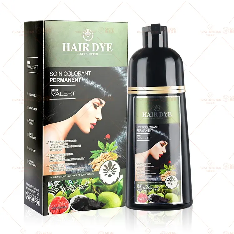 RTS Huati Sifuli Private Label bitkisel saç rengi siyah hızlı kalıcı doğal siyah saç boyası şampuanı erkekler ve kadınlar için 500ml