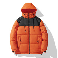 Veste d'hiver pour hommes à capuche épaisse rembourrée manteau à bulles col montant Patchwork Design Street Wear teint manteau d'hiver bouffant