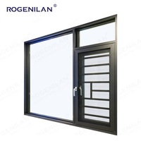 Ventanas abatibles de pantalla de seguridad de triple acristalamiento personalizadas Rogenilan, barras antirrobo de aluminio, ventana abatible para casa