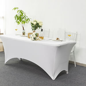 Mantel Rectangular Elástico Lavable de Poliéster y Spandex de Grado Hotelero de 6 pies y 8 pies, Personalizable para Banquetes, Bodas y Fiestas - Product Image 1