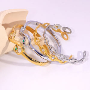 Buona buona nuova tendenza 18K placcato oro ampio braccialetti regalo in acciaio inossidabile gioielli bracciale alto polsino Chunky lucido per le donne - Product Image 6