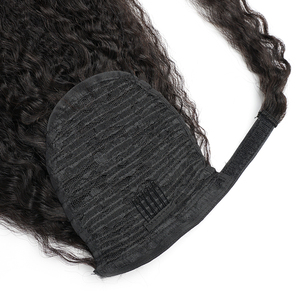 Cola de caballo al por mayor Clip en extensión Cuerpo recto Rizado Cordón recto Envoltura alrededor de cola de caballo de cabello humano - Product Image 5