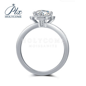 925纯银戒指0.5-2ct VVS1圆形Moissanite女式闪亮理想婚礼订婚日常穿配件MA035 - Product Image 3