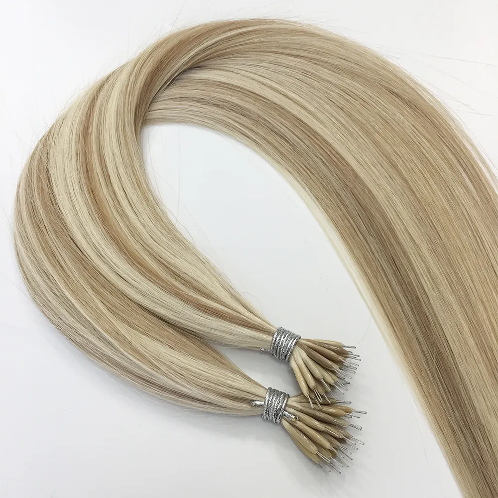 Nano Micro Loop Real Hair Extensions Iron Wire Mental Silicone Lined Nano Remy Human Hair Extensions