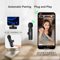 Microphone Lavalier stéréo sans fil portable 2 pièces pour téléphone portable Microphone à double revers pour YouTube Vlogging Live