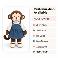 Peluche singe debout de 40 cm avec rembourrage en coton PP, tenue et chaussures personnalisables, jouet en peluche sur mesure OEM/ODM pour la vente en gros