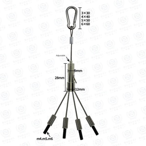 Câbles <span class=keywords><strong>de</strong></span> <span class=keywords><strong>suspension</strong></span> en acier inoxydable pour luminaires (1 à 4 points <span class=keywords><strong>de</strong></span> fixation), cordes <span class=keywords><strong>de</strong></span> <span class=keywords><strong>suspension</strong></span>, cordes anti-chute, quincaillerie pour <span class=keywords><strong>suspension</strong></span> d'éclairage - Product Image 1