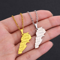 Usine Liban Ville Carte Chaîne Collier En Acier Inoxydable Argent 18K Plaqué Or Liban Drapeau National Emblème Carte Pendentif Collier