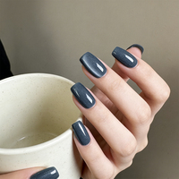 Uñas Postizas de Lujo de Alta Calidad al por Mayor, Forma Ataúd, Cubierta Completa, Cortas Cuadradas, Personalizadas, 10 Uds., Diseño a Color, Uñas Falsas de ABS para Dedos