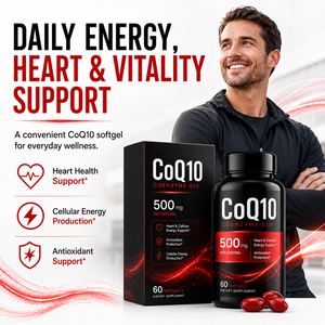 CoQ10 Haute Concentration 500mg Gélules Molles pour <span class=keywords><strong>la</strong></span> Santé Cardiaque et <span class=keywords><strong>la</strong></span> Production d'Énergie Cellulaire Complément Quotidien <span class=keywords><strong>de</strong></span> Bien-être Vente en Gros 60 Gélules Molles - Product Image 3