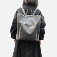 Sac à dos fourre-tout en cuir pleine fleur pour femme, sacoche pour ordinateur portable 14 pouces, style minimaliste carré, OEM ODM
