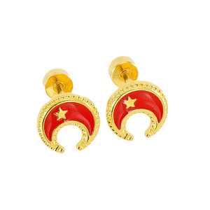 Zogxin Moon And Star Stud Earrings 18K Gold Plated Stainless Steel For Women Gift Fashion Jewelry - Product Image 5