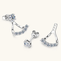 Boucles d'oreilles uniques plaquées or avec moissanite, bijoux 5 mm 0,5 ct, clous d'oreilles pour homme, devant et dos, fiançailles, cadeau de la Saint-Valentin