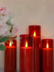 Juego de 5 Velas sin Llama con Control Remoto a Pilas y Temporizador de 2/4/6/8 Horas Velas LED de pilar de plexiglás - Product Image 2