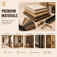 Zunteng Resplendent Slim Aluminum Frame Seamless Cabinetry Complex for Contemporary Apartment Project Master Suite Space Decor
