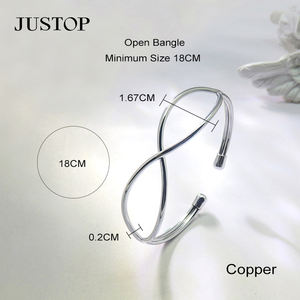 Moda latón abierto hueco Cruz Mobius Loop brazalete chapado en oro pulsera de plata para mujeres parejas amantes joyería de moda - Product Image 4