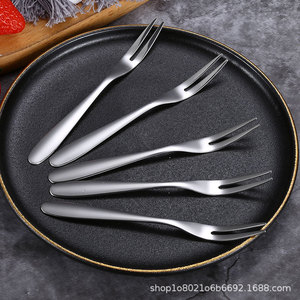 304 Stainless Steel Fruit Fork Dishwasher Safe For Home Restaurant <b>Dessert</b> Cake Salad Mooncake Use Solid Color - Product Image 2