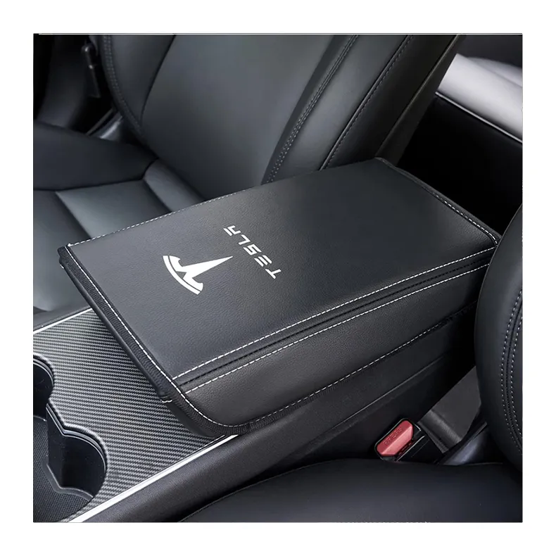 Car Interior Accessories Car Center Console Pad Waterproof PU Leather Armrest Box Cover for Tesla Model 3 Model y