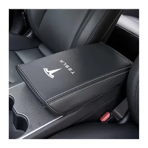 Car Acessórios Interior Car Center Console Pad Waterproof PU Couro Armrest Box Cover para Tesla Modelo 3 Modelo y