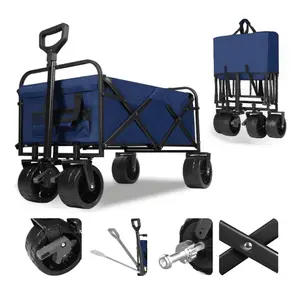 Hoto Opvouwbare Strand Tuin Camping Wagon All-Terrain Utility Metalen Buiten Draagbare Inklapbare Camping Kar Camping Trolley