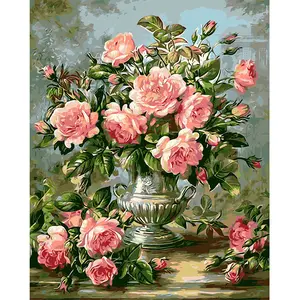 40x50cm Fleur colorée Peinture par numéros Peinture par numéros pour adulte Décoration intérieure