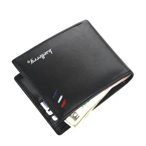 New Style Short Cross Section PU Leather Hollow Out Color Stripes Wallet For Young Men