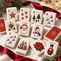 Jeu de tuiles de mahjong en acrylique pour les réunions de famille, les soirées au coin du foyer, les jeux de table dans le salon avec des amis et des proches à Noël