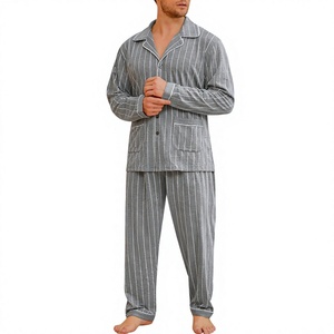 Conjunto de Pijamas de 2 Piezas para Hombre, de Lujo, para Invierno y Primavera, Tejido, Térmico, Transpirable, de Algodón, Cómodo, Suave y Elegante - Product Image 3