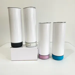 Stainless Steel USB Charging Wireless Music Cup 20oz Sublimation Blanks Straight Display Speaker Tumbler For DIY Printing