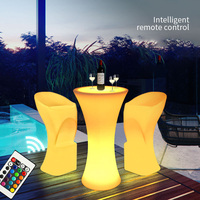 Vente directe d'usine - Table de bar lumineuse d'extérieur - LED - Pied haut - Carrée - Pour KTV et événements de banquet