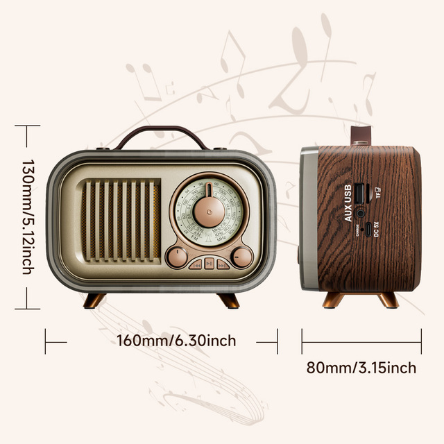 OEM Compact Portable Mini Antigo Retro Plastic Transistor USB AM/FM/SW Radio Bass Speaker MP3 Player 2000mAh Rechargeable