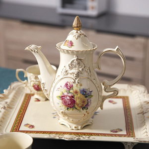 Ceramic Water and Afternoon Tea Coffee <b>Cup</b> <b>Set</b> with 1 Tea Pot 6 <b>Cups</b> 1 Tray - Product Image 3