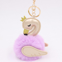 Porte-clés décapsuleur Swan Boutique en peluche doux et léger avec pendentif boule de fourrure pour portefeuille et voiture