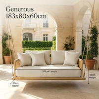 Lit suspendu de luxe moderne en teck massif pour extérieur, avec coussins imperméables, écologique, résistant aux intempéries, pour véranda et jardin