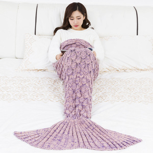 Commercio All'ingrosso di Lusso 100% Acrilico Della Scala di Pesci Del Knit Del Modello Crochet Mermaid Tail Rimessa Laterale <span class=keywords><strong>Coperta</strong></span> - Product Image 1