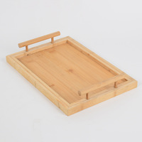 Plateau rectangulaire en bambou, style nordique, pour table basse de salon, organisateur de tasses et verres, présentoir à fruits avec poignée