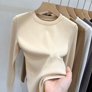 All'ingrosso taglie forti t-shirt da <span class=keywords><strong>donna</strong></span> a maniche lunghe in pile di velluto magliette invernali da <span class=keywords><strong>donna</strong></span> in <span class=keywords><strong>cotone</strong></span> - Product Image 2